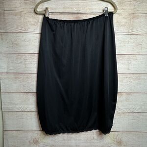 Vintage Shadowline Black Nylon Half Slip Lace Trim Dual Side Slip Women's 2X USA